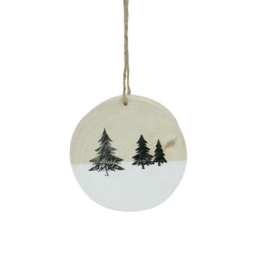 Northlight 10 Winter Deer with Pine Trees on Wood Disc Christmas Ornament Northlight 10 Winter Deer with Pine Trees on Wood Disc Christmas Ornament